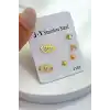 Altın Renk 6lı Çelik Küpe Set