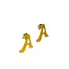Altın Renk A Harf Figürlü Küpe Ve Kolye Set