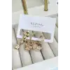Altın Renk Arı Figürlü Taş Detaylı Çelik Xupıng 3lü Küpe Set (Çift)