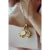 Altın Renk Ay Ve Güneş Figürlü Çelik Kolye