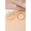 Altın Renk Burgu Detaylı 30Mm Halka Küpe (Çift)