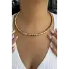 Altın Renk Burgu Detaylı Metal Choker Kolye