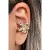 Altın Renk Çiçek Figürlü 14K Altın Kaplama TX Ear Cuff (Tek)