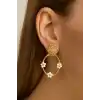 Altın Renk Çiçek Figürlü Küpe (Çift)