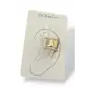 Altın Renk Çiçek Figürlü Taş Detaylı 14K Altın Kaplama TX Ear Cuff (Tek)