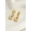 Altın Renk D Harf Çelik Küpe (Çift)