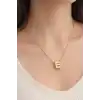 Altın Renk E Harf Çelik Kolye