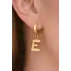Altın Renk E Harf Çelik Küpe (Çift)