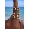 Altın Renk İkili Taşlı Ayarlanabilir Yüzük