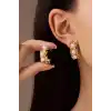 Altın Renk İnci Detaylı Küpe (Çift)