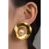 Altın Renk İnci Detaylı Küpe (Çift)