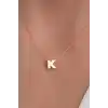 Altın Renk K Harf Çelik Kolye