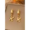 Altın Renk K Harf Çelik Küpe (Çift)