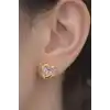 Altın Renk Kalp Figürlü 14K Altın Kaplama TX Küpe (Çift)