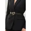 Altın Renk Kalp Figürlü Deri Detaylı Kadın Kemer