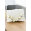 Altın Renk Kalp Figürlü İnci Detaylı 6lı Küpe Set