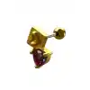 Altın Renk Kalp Figürlü Taş Detaylı Cerrahi Çelik Tragus/Kıkırdak Küpe/Piercing (Tek)