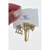 Altın Renk Karışık Figürlü Taş Detaylı 3lü YSX Küpe Set