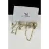 Altın Renk Karışık Figürlü Taş Detaylı 6lı YSX Küpe Set