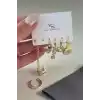 Altın Renk Karışık Figürlü Taş Detaylı 6lı YSX Küpe Set