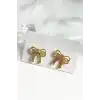 Altın Renk Kurdele Figürlü Çelik Küpe (Çift)
