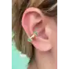 Altın Renk Mavi Taş Detaylı Ear Cuff (Tek)