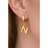 Altın Renk N Harf Çelik Küpe (Çift)