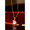 Altın Renk Noel Baba Figürlü Çelik Yılbaşı Kolyesi