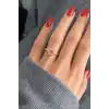 Altın Renk Pembe Taşlı Baget Yüzük (Ayarlanabilir)