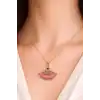 Altın Renk Pembe Yelpaze Figürlü Çelik Kolye