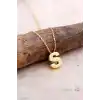 Altın Renk S Harf Çelik Kolye