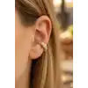 Altın Renk Taş Detaylı 14K Altın Kaplama TX Ear Cuff (Tek)