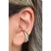 Altın Renk Taş Detaylı 14K Altın Kaplama TX Ear Cuff (Tek)