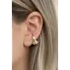 Altın Renk Taş Detaylı 14K Altın Kaplama TX Ear Cuff (Tek)