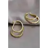 Altın Renk Taş Detaylı 14K Altın Kaplama TX Ear Cuff (Tek)