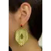Altın Renk Taş Detaylı Küpe (Çift)