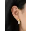 Altın Renk Taş Detaylı Küpe (Çift)