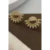 Altın Renk Taş Detaylı Küpe (Çift)