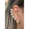 Altın Renk Taş Detaylı14K Altın Kaplama TX Ear Cuff Ve Küpe Set(Tek)