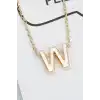 Altın Renk W Harf Çelik Kolye