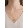 Altın Renk Yelpaze Figürlü Çelik Kolye