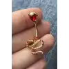 Altın Renk Yılan Figürlü Cerrahi Çelik Göbek Piercing
