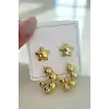 Altın Renk Yıldız Figürlü Küpe Set