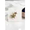 Altın Renk Yıldız Figürlü Taşlı Broş
