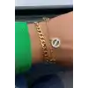 Altın Renk Zincir Detaylı Çelik Bileklik