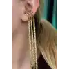 Altın Renk Zincir Detaylı Sallantılı Ear Cuff (Tek)