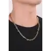 Altın Renk Zincir Detaylı Unisex Çelik Kolye