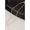 Altın Renk Zincir Detaylı Unisex Çelik Kolye