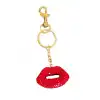 Altın Ve Kırmızı Renk Dudak Figürlü Taş Detaylı Çanta Charm/ Anahtarlık