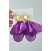 Altın Ve Mor Renk Sallantılı Tasarım Küpe (Çift)